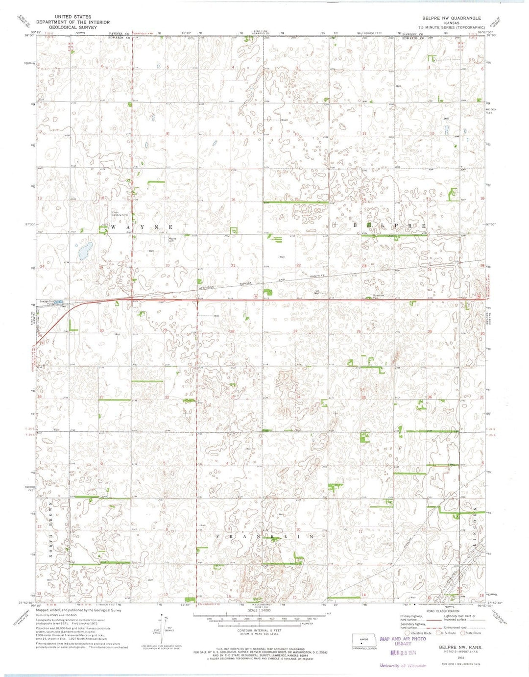 1972 Belpre, KS - Kansas - USGS Topographic Map