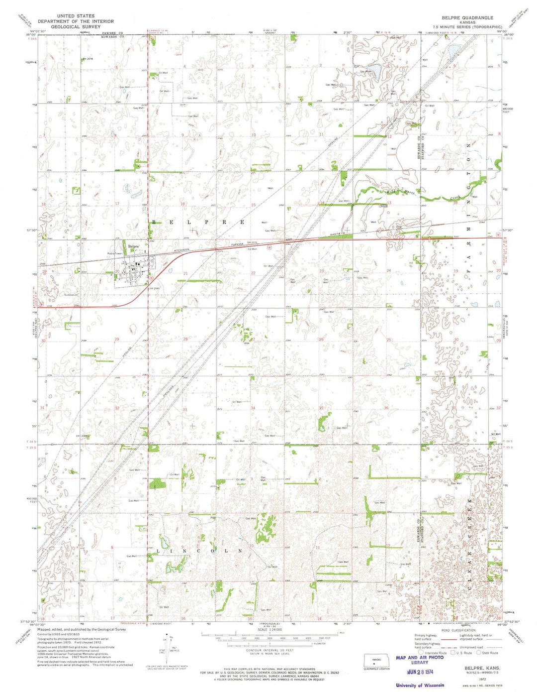 1972 Belpre, KS - Kansas - USGS Topographic Map v2