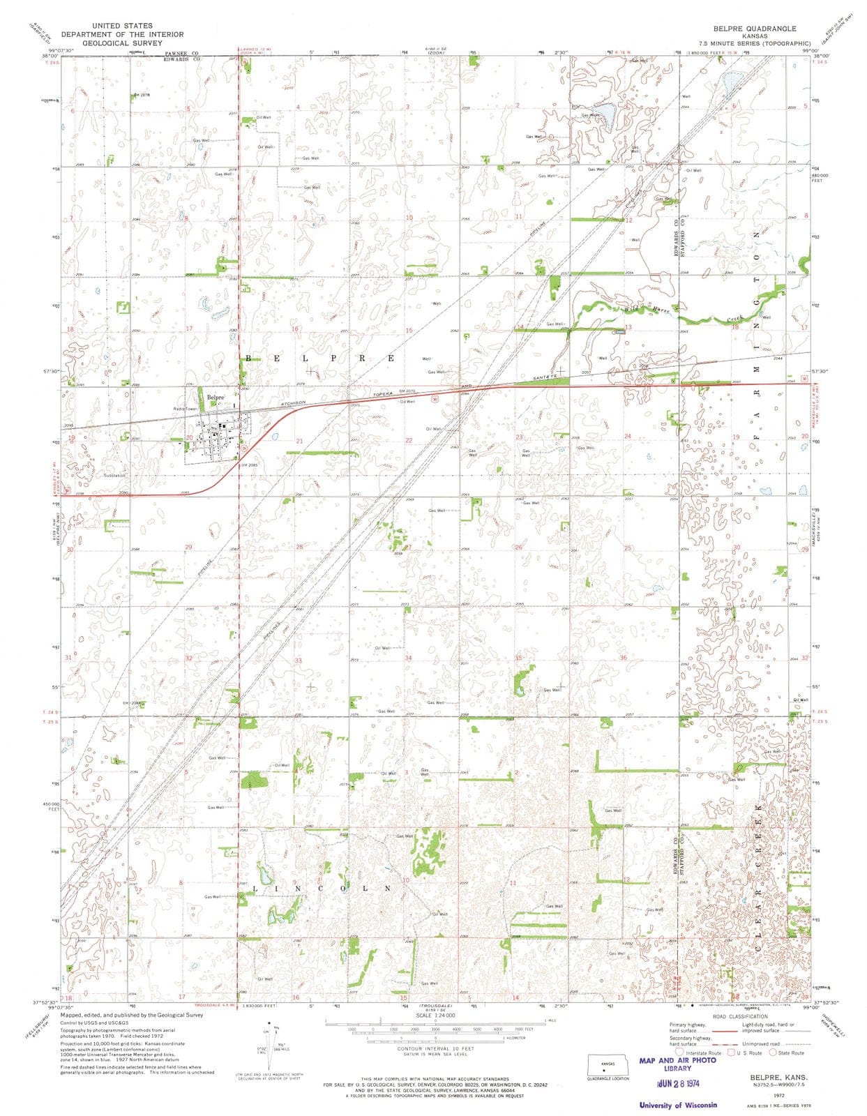 1972 Belpre, KS - Kansas - USGS Topographic Map v2