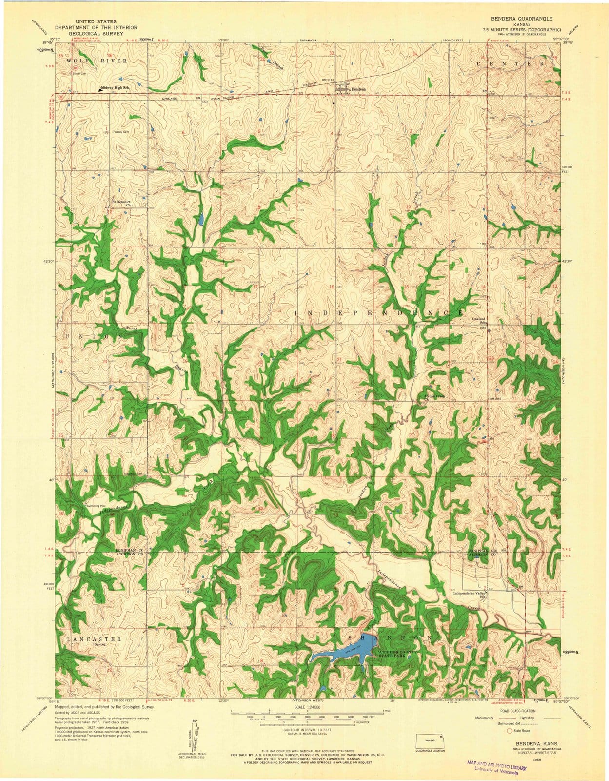 1959 Bendena, KS - Kansas - USGS Topographic Map