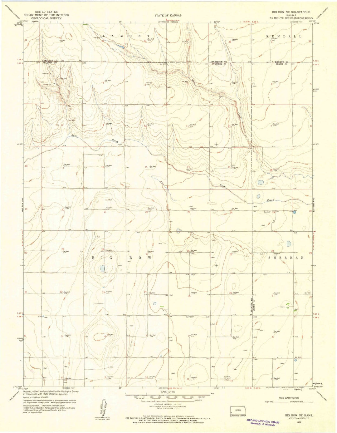 1959 Big Bow, KS - Kansas - USGS Topographic Map