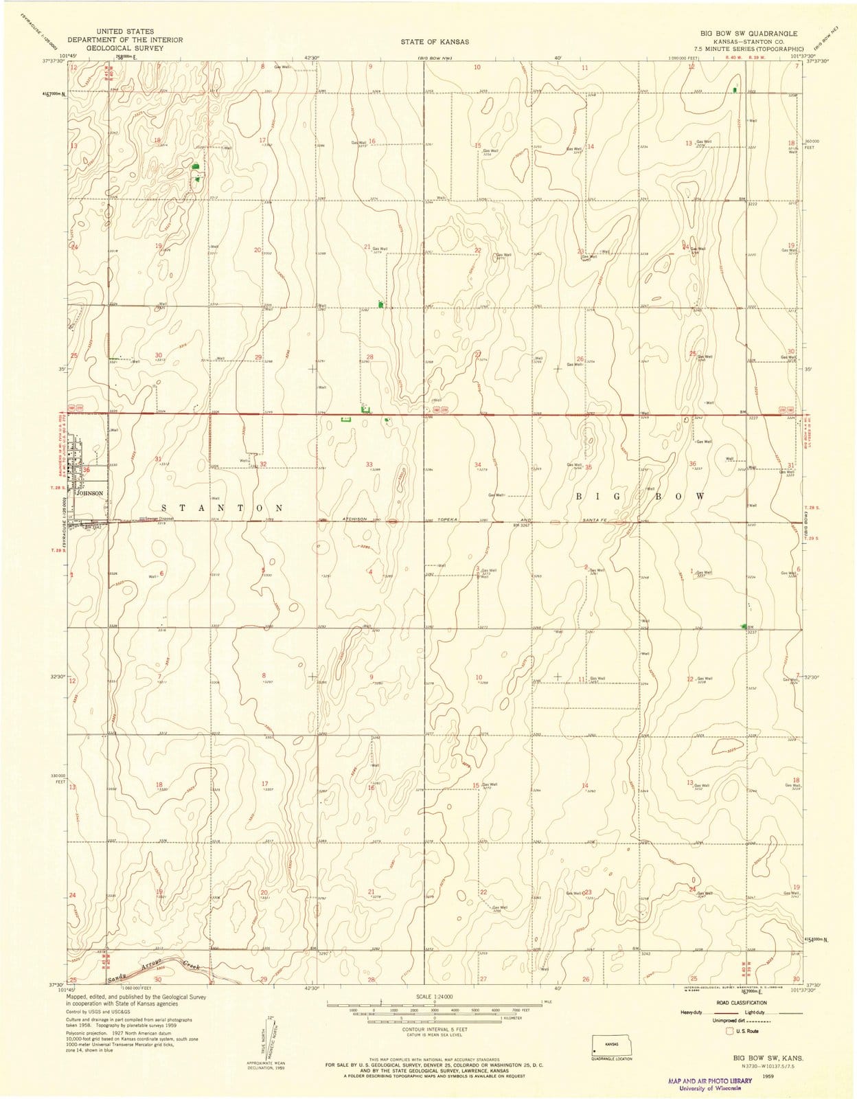 1959 Big Bow, KS - Kansas - USGS Topographic Map v3