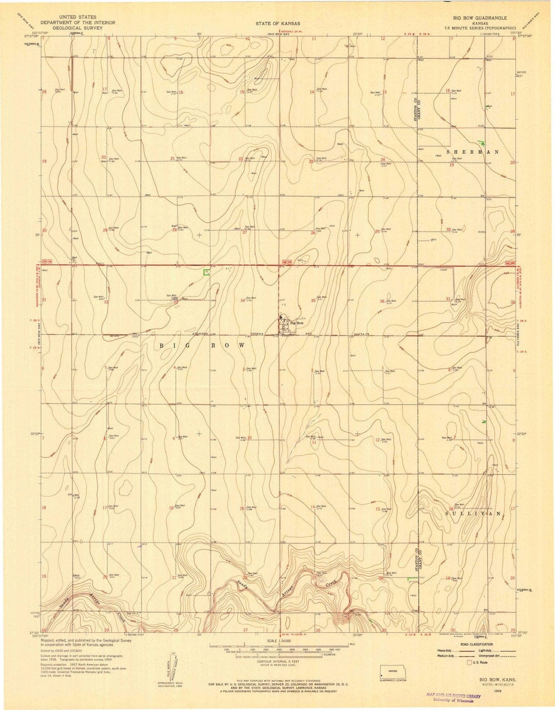 1959 Big Bow, KS - Kansas - USGS Topographic Map v4