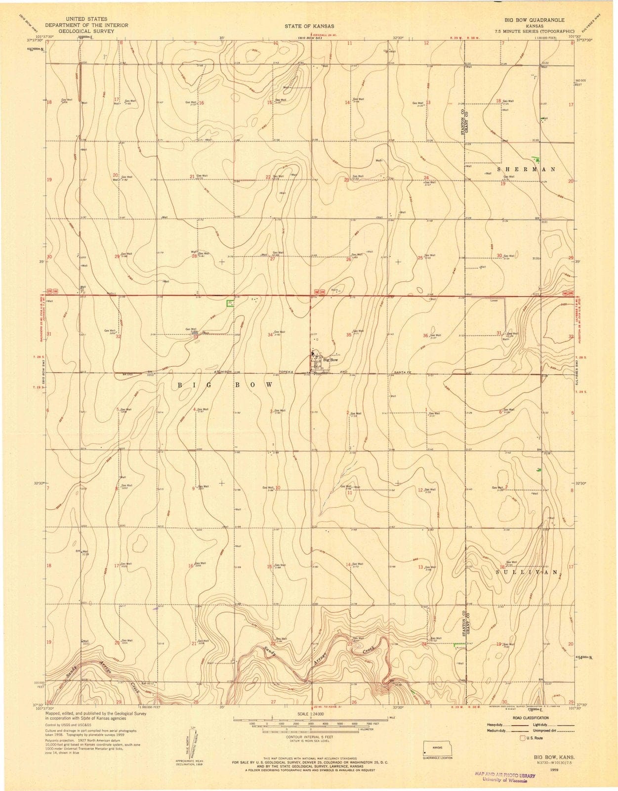 1959 Big Bow, KS - Kansas - USGS Topographic Map v4