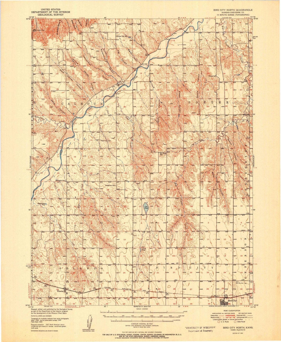 1951 Bird City North, KS - Kansas - USGS Topographic Map