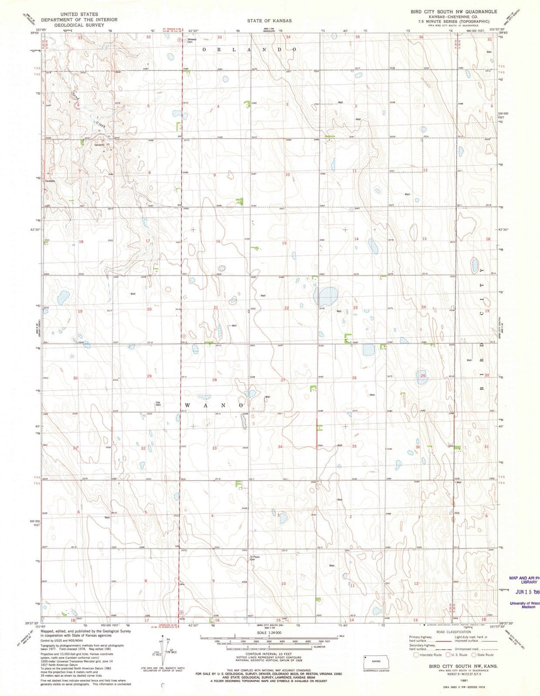 1981 Bird City South, KS - Kansas - USGS Topographic Map