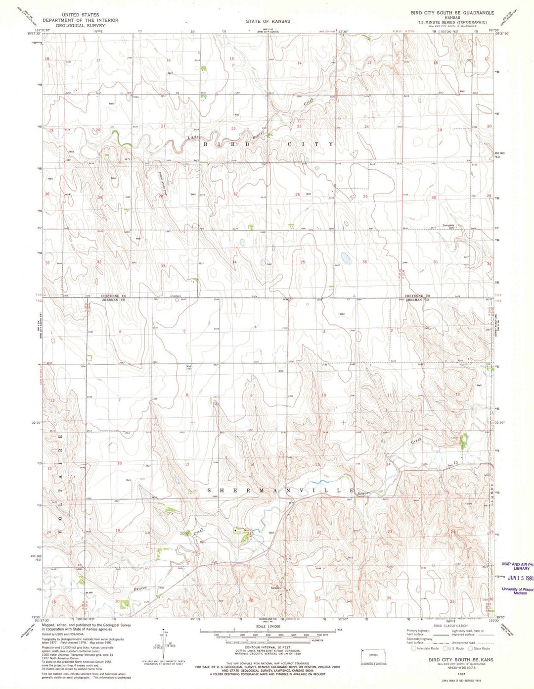 1981 Bird City South, KS - Kansas - USGS Topographic Map v2