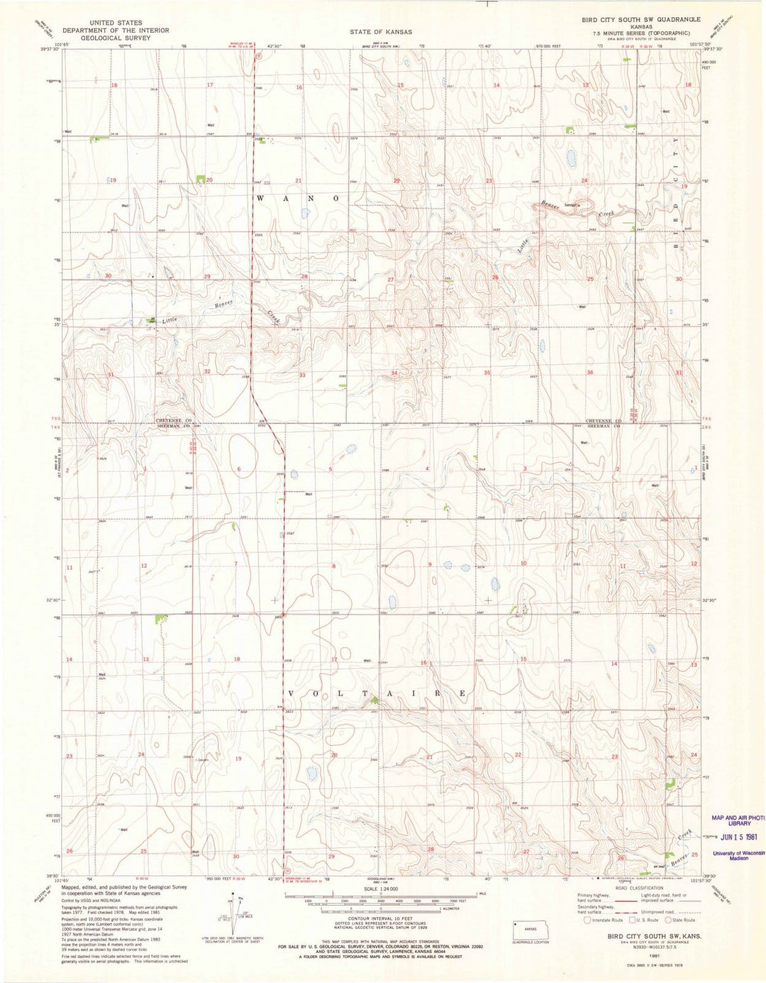 1981 Bird City South, KS - Kansas - USGS Topographic Map v3