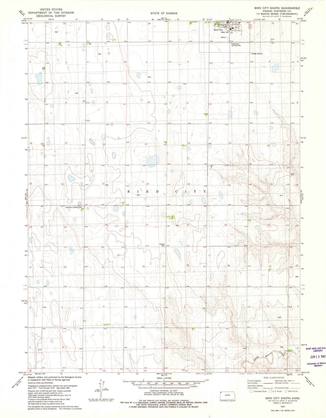 1981 Bird City South, KS - Kansas - USGS Topographic Map v4