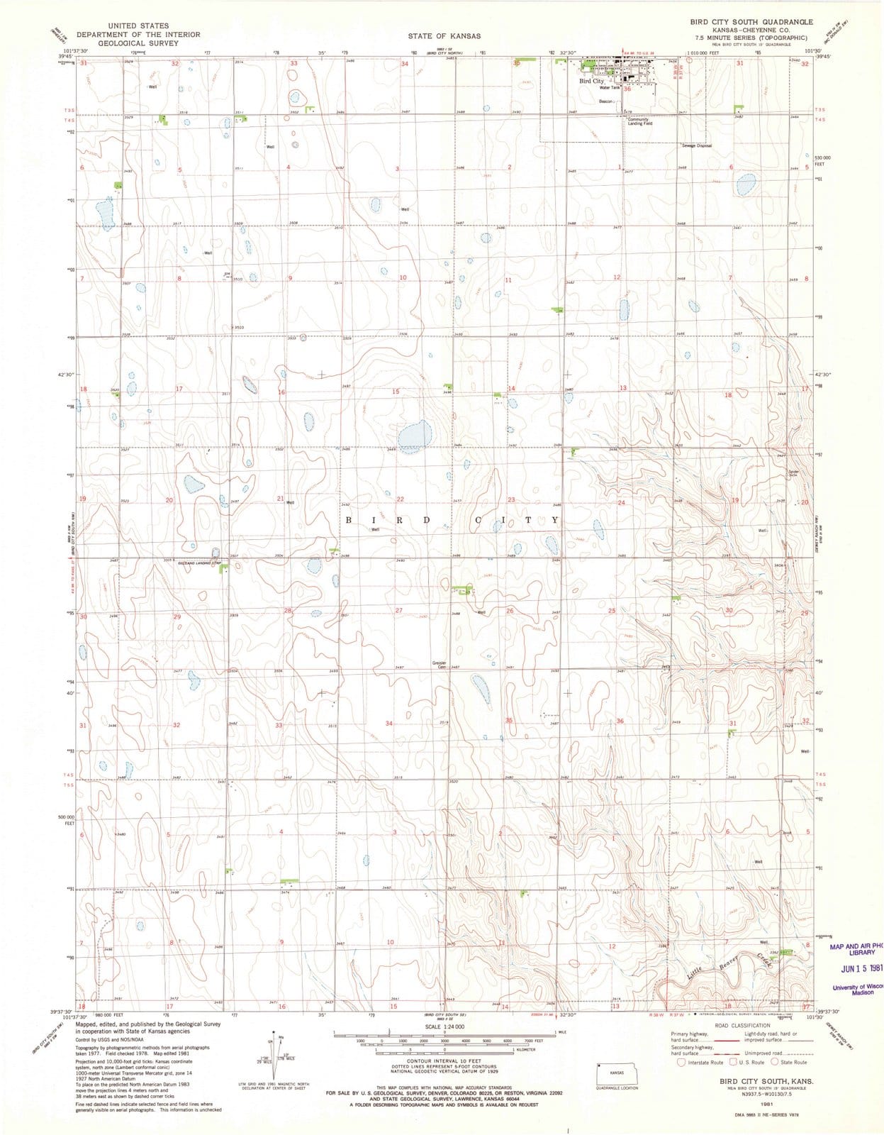 1981 Bird City South, KS - Kansas - USGS Topographic Map v4