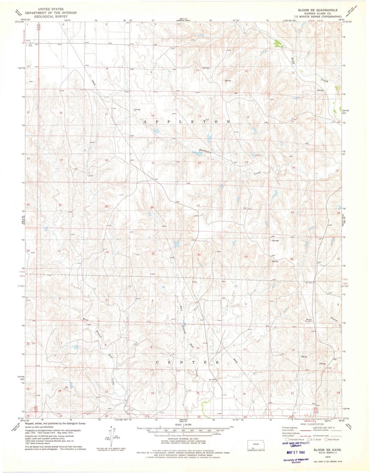 1979 Bloom, KS - Kansas - USGS Topographic Map