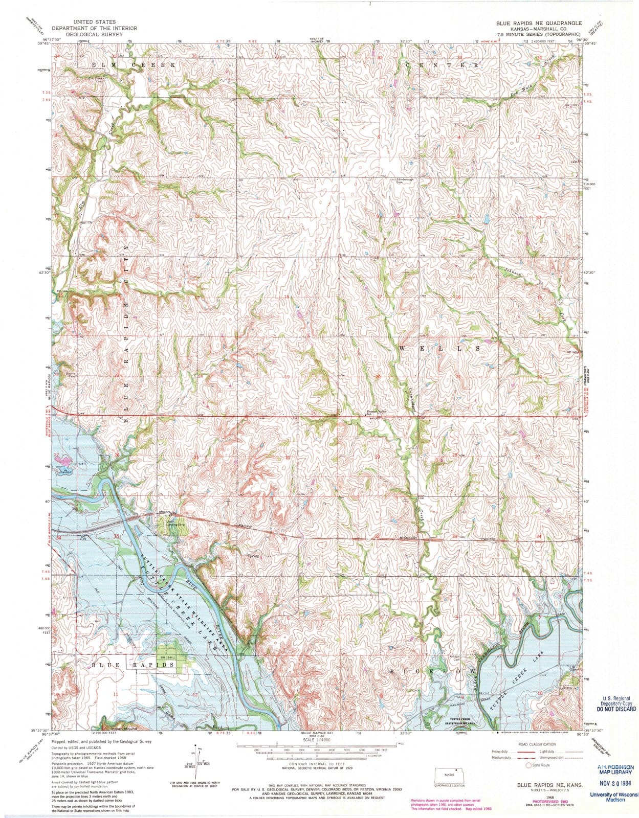 1968 Blue Rapids, KS - Kansas - USGS Topographic Map