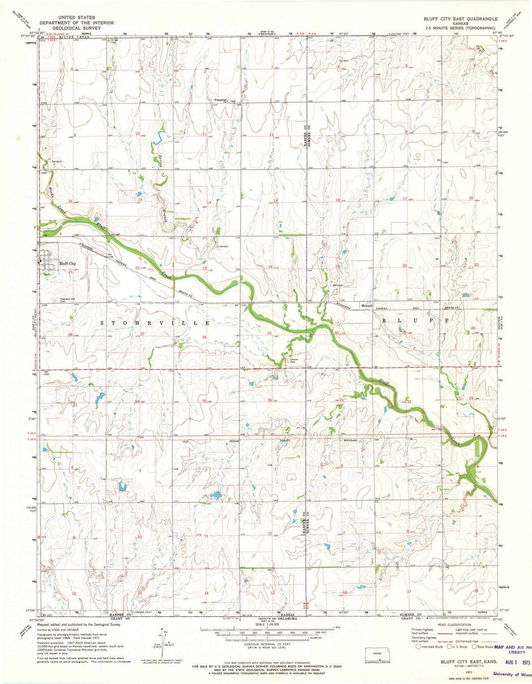 1971 Bluff City East, KS - Kansas - USGS Topographic Map