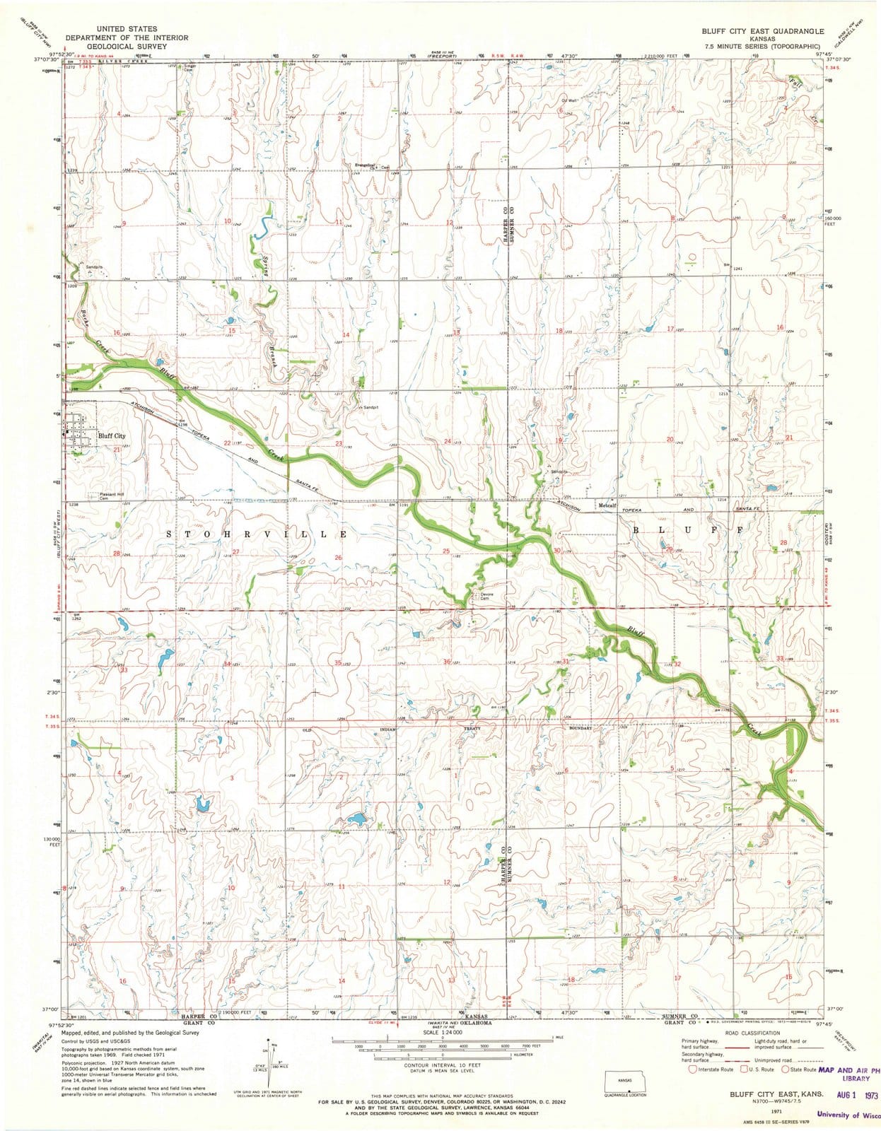 1971 Bluff City East, KS - Kansas - USGS Topographic Map