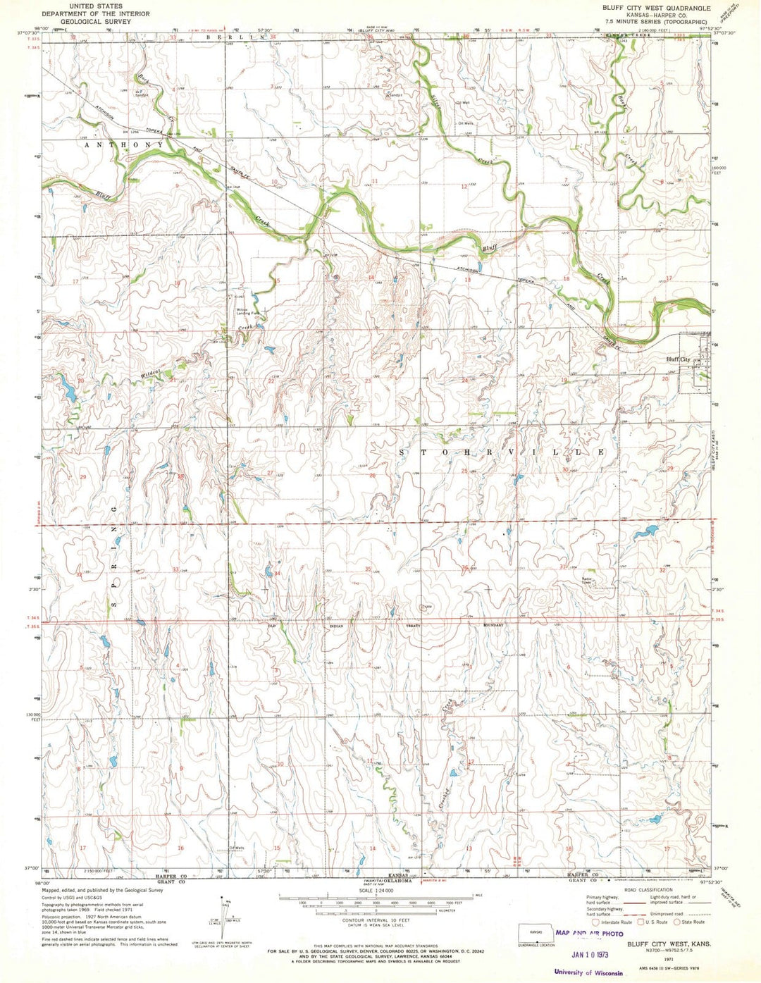 1971 Bluff City West, KS - Kansas - USGS Topographic Map