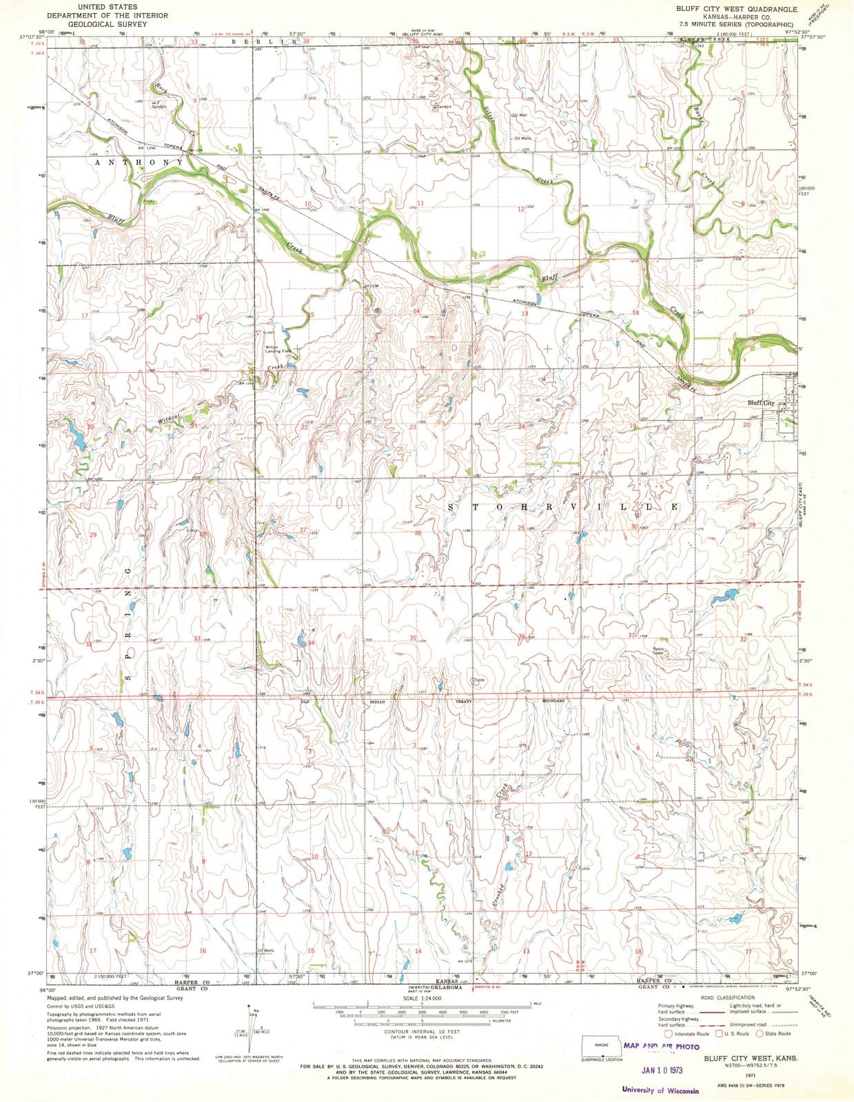 1971 Bluff City West, KS - Kansas - USGS Topographic Map