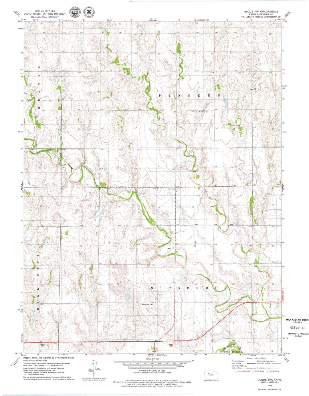 1979 Bogue, KS - Kansas - USGS Topographic Map