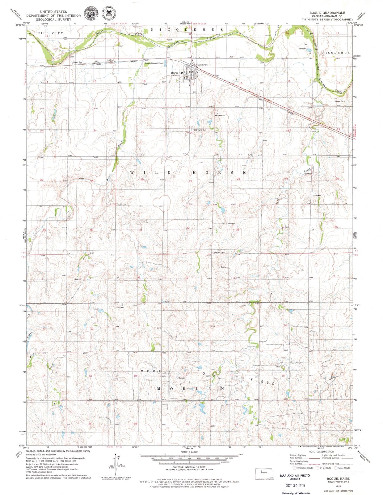 1979 Bogue, KS - Kansas - USGS Topographic Map v2