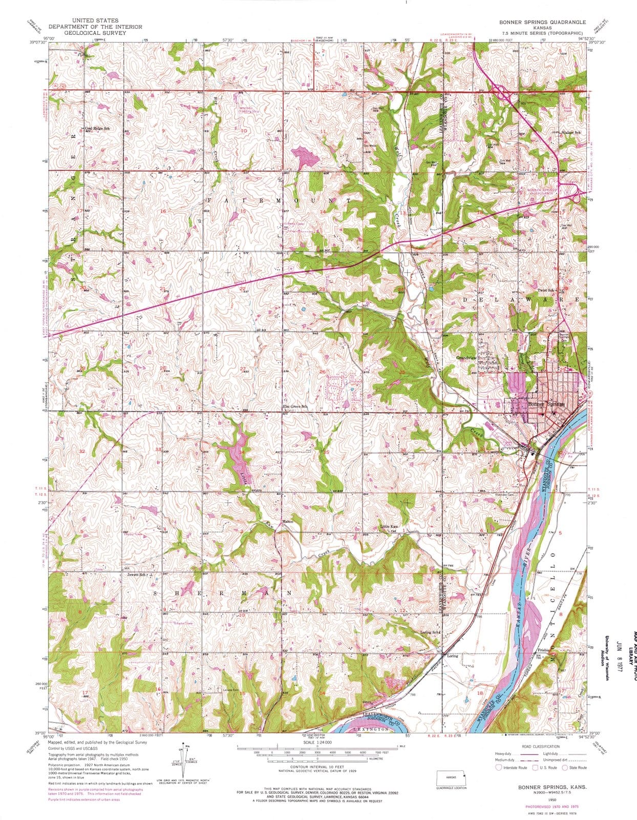 1950 Bonner Springs, KS - Kansas - USGS Topographic Map