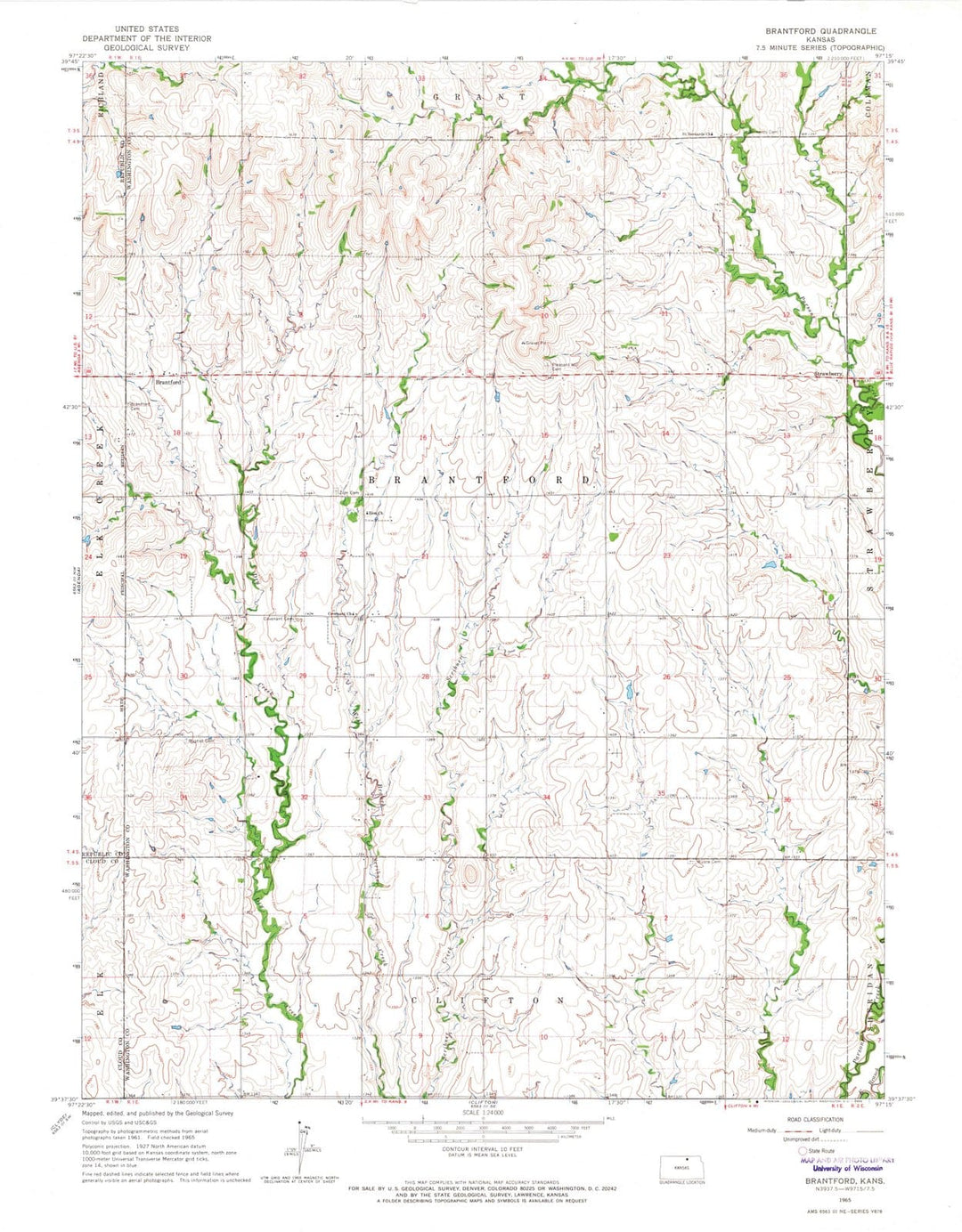 1965 Brantford, KS - Kansas - USGS Topographic Map