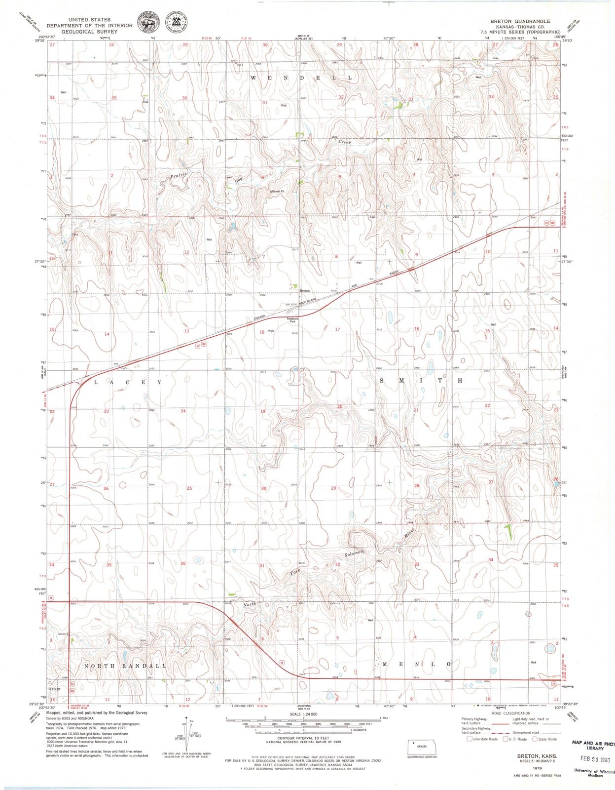 1979 Breton, KS - Kansas - USGS Topographic Map