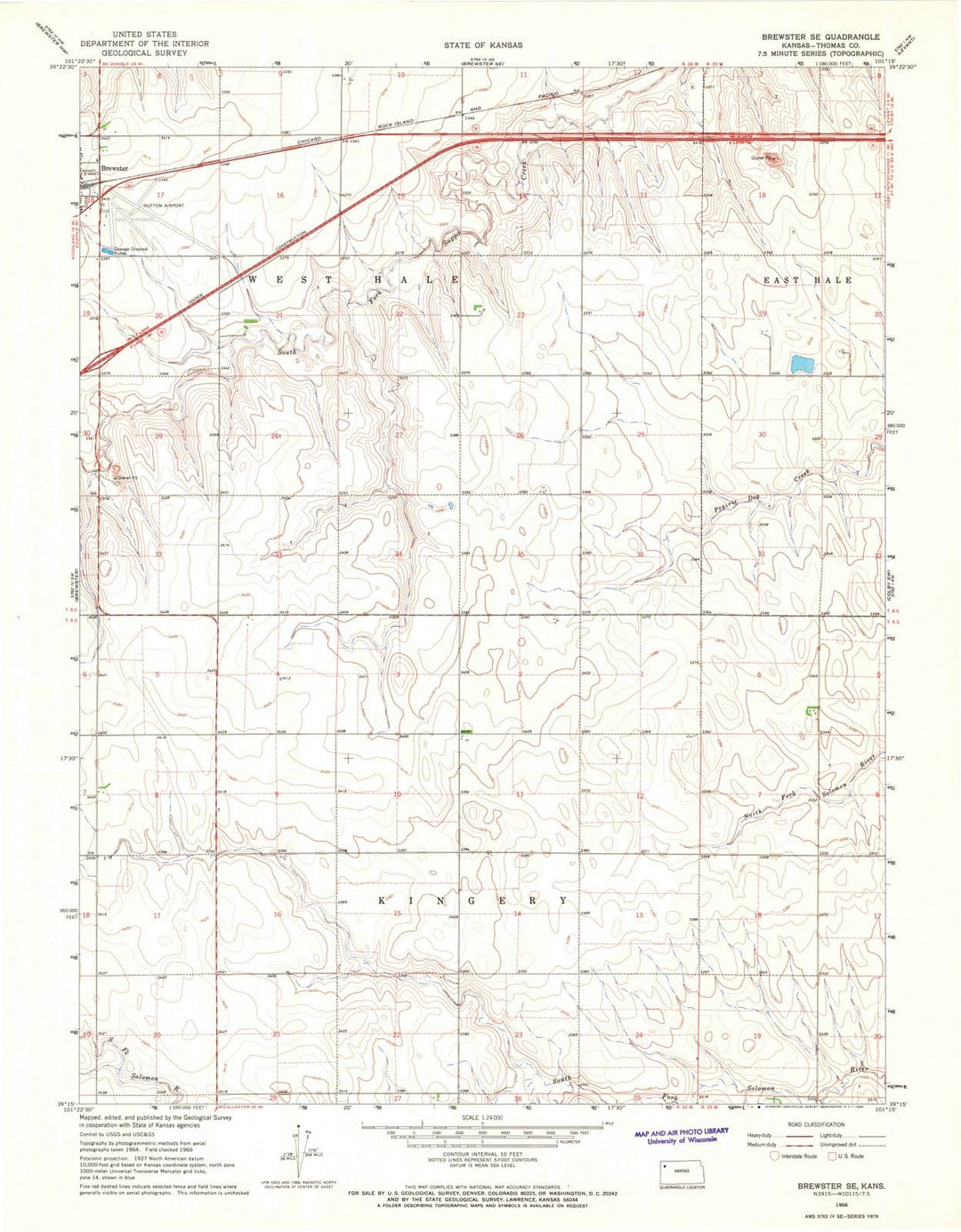 1966 Brewster, KS - Kansas - USGS Topographic Map v2