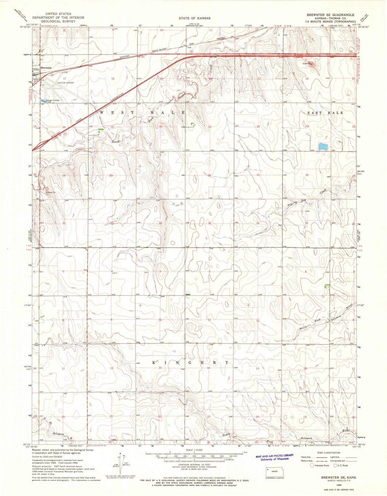 1966 Brewster, KS - Kansas - USGS Topographic Map v2