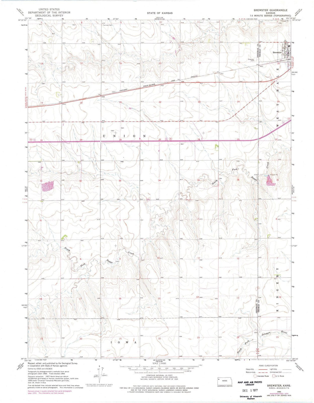 1966 Brewster, KS - Kansas - USGS Topographic Map v3