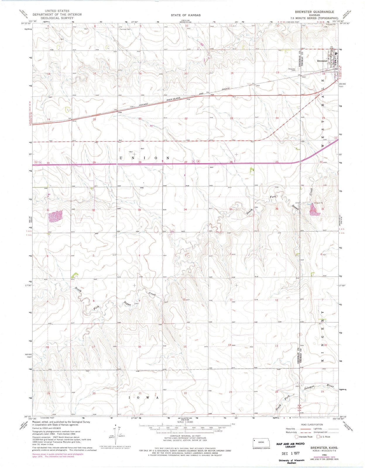 1966 Brewster, KS - Kansas - USGS Topographic Map v3