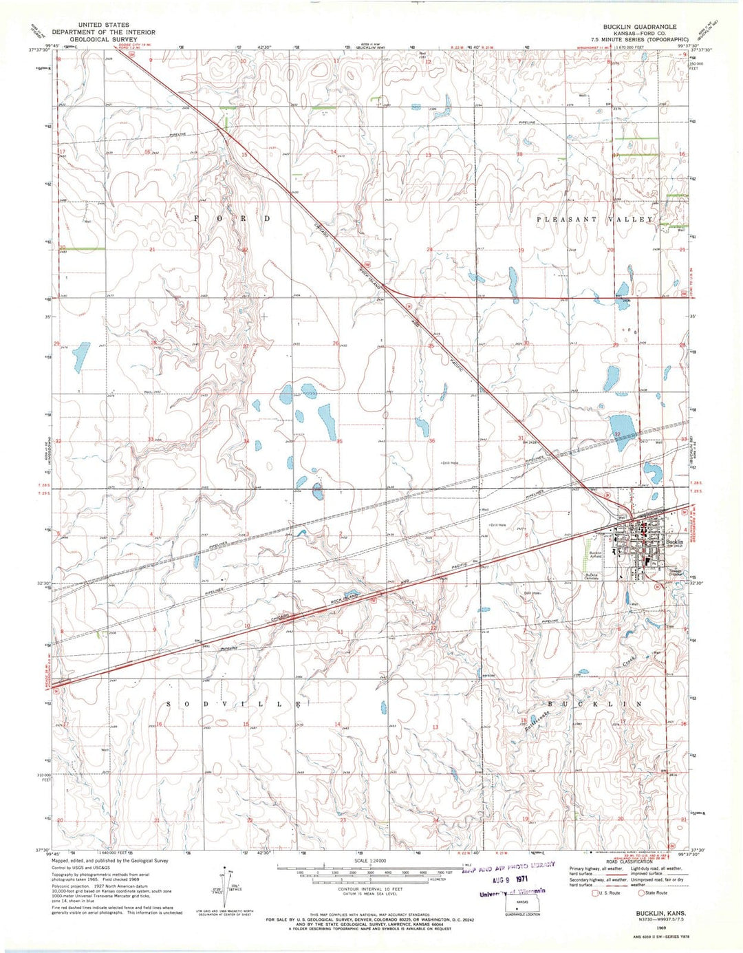 1969 Bucklin, KS - Kansas - USGS Topographic Map v3