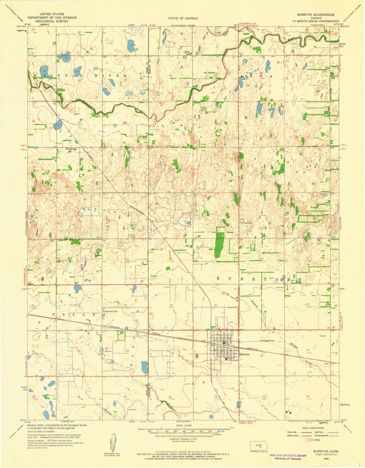 1959 Burrton, KS - Kansas - USGS Topographic Map