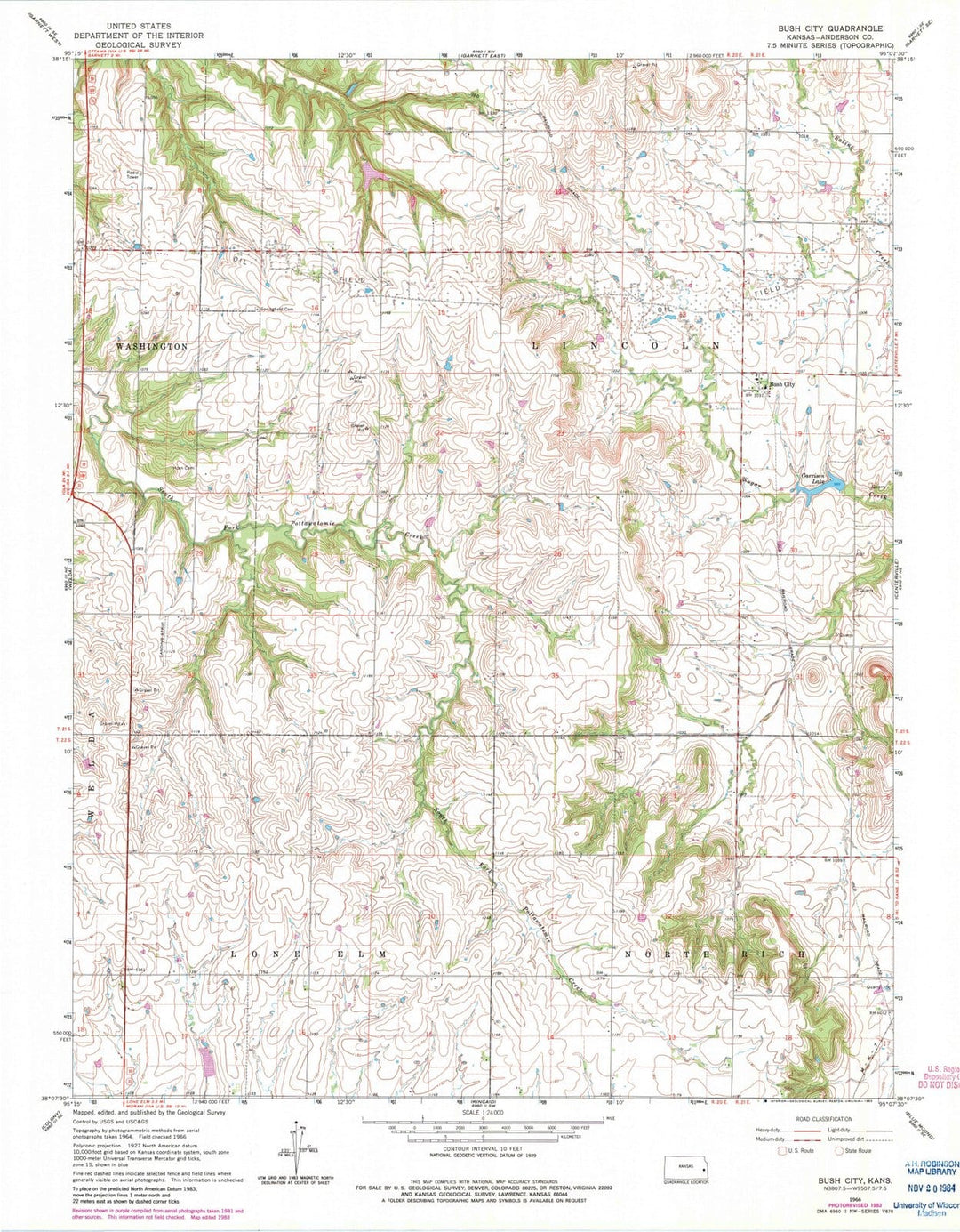 1966 Bush City, KS - Kansas - USGS Topographic Map