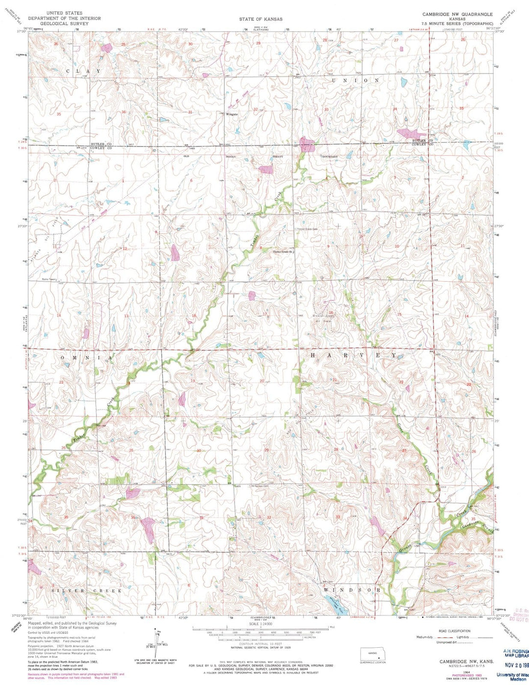 1964 Cambridge, KS - Kansas - USGS Topographic Map v2