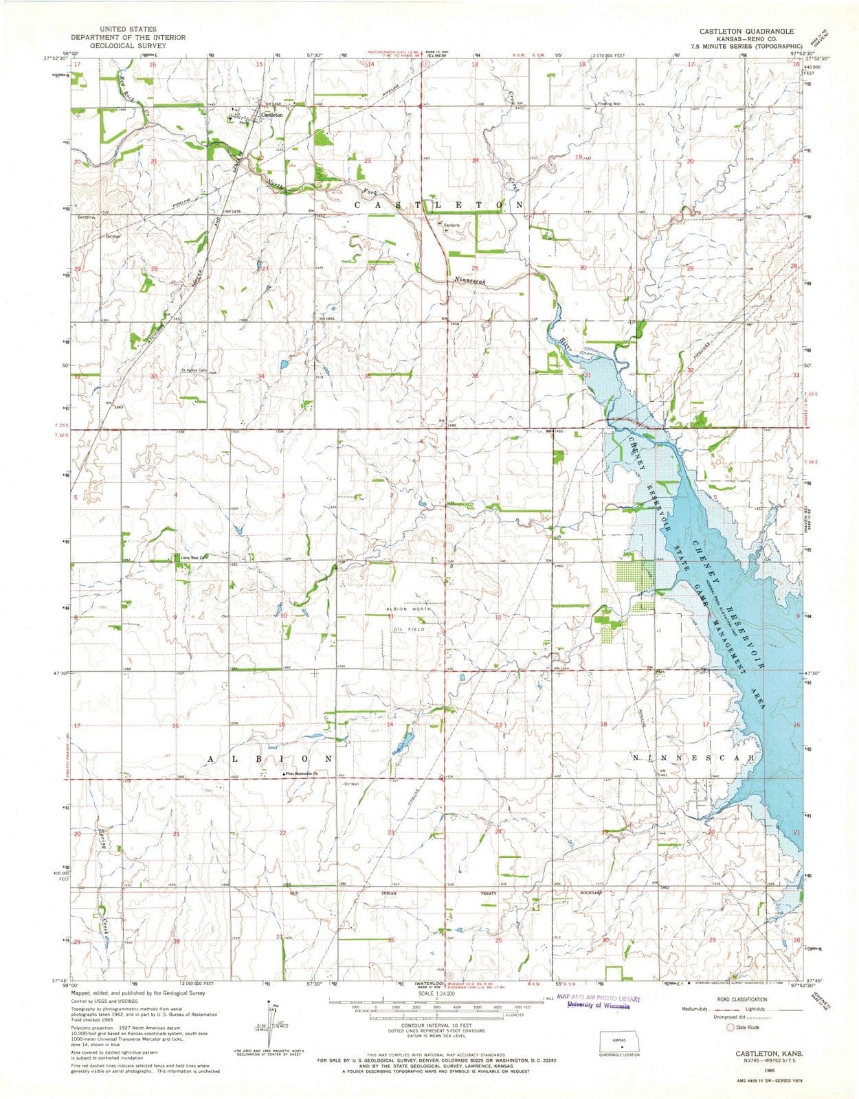 1965 Castleton, KS - Kansas - USGS Topographic Map