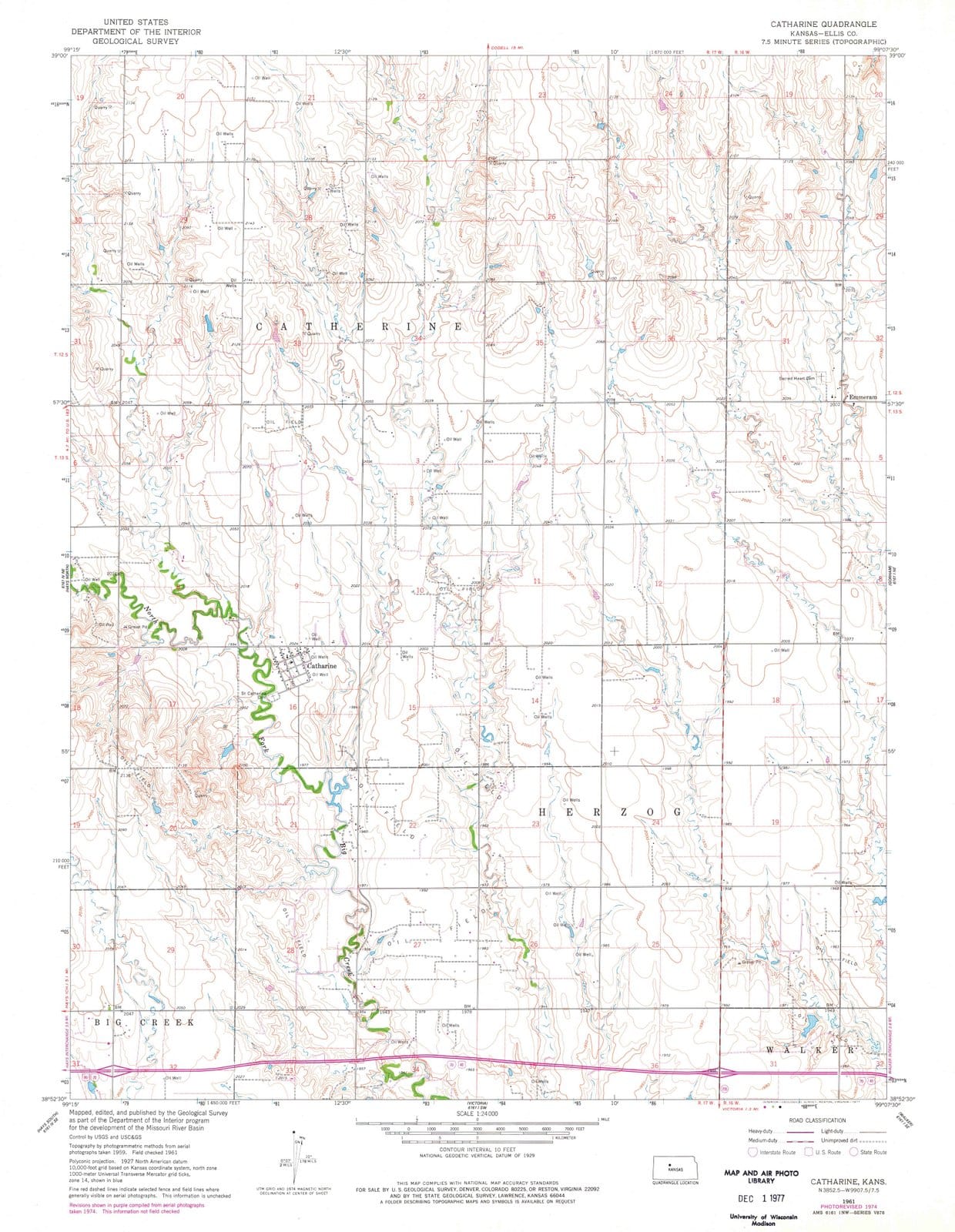 1961 Catharine, KS - Kansas - USGS Topographic Map