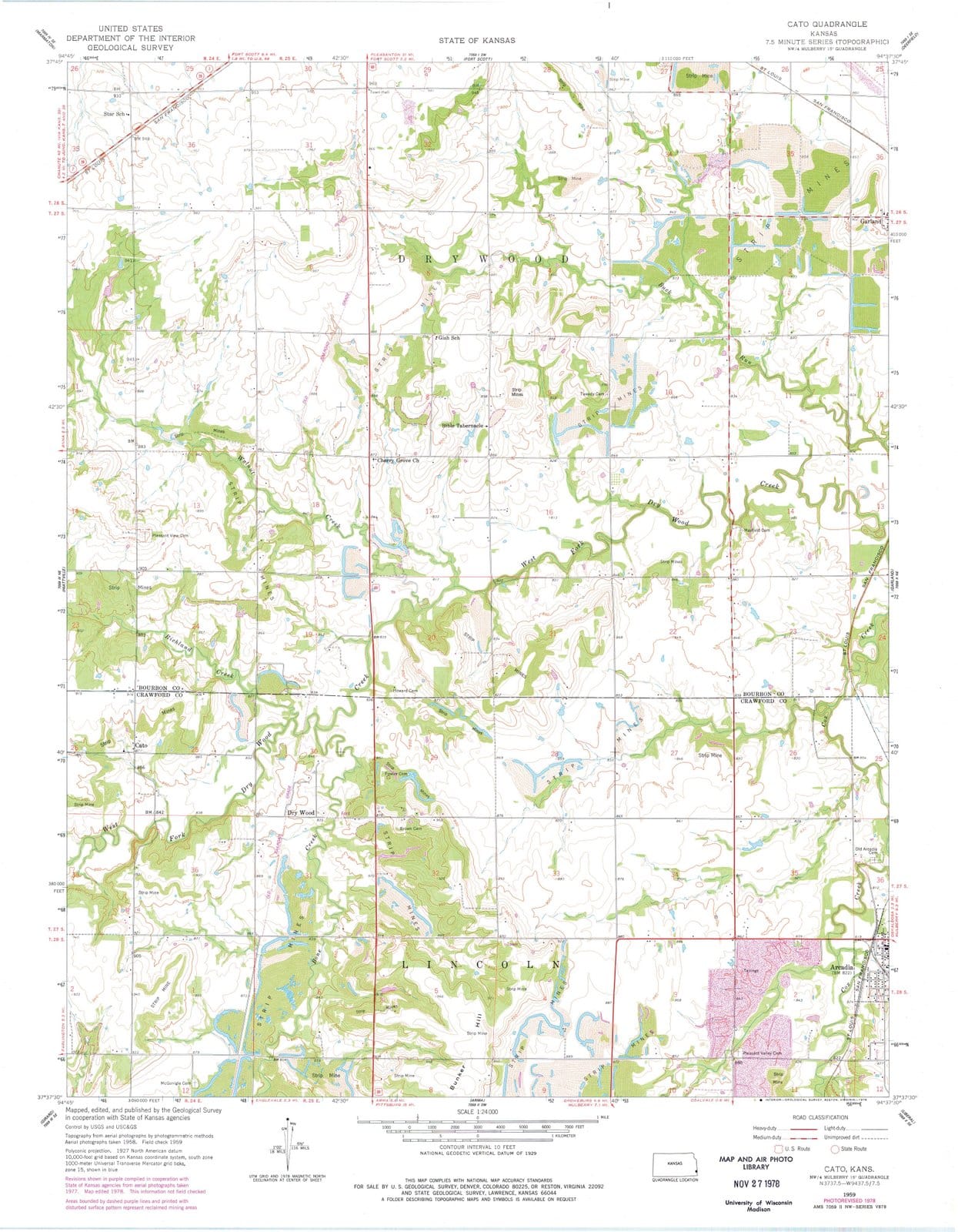 1959 Cato, KS - Kansas - USGS Topographic Map