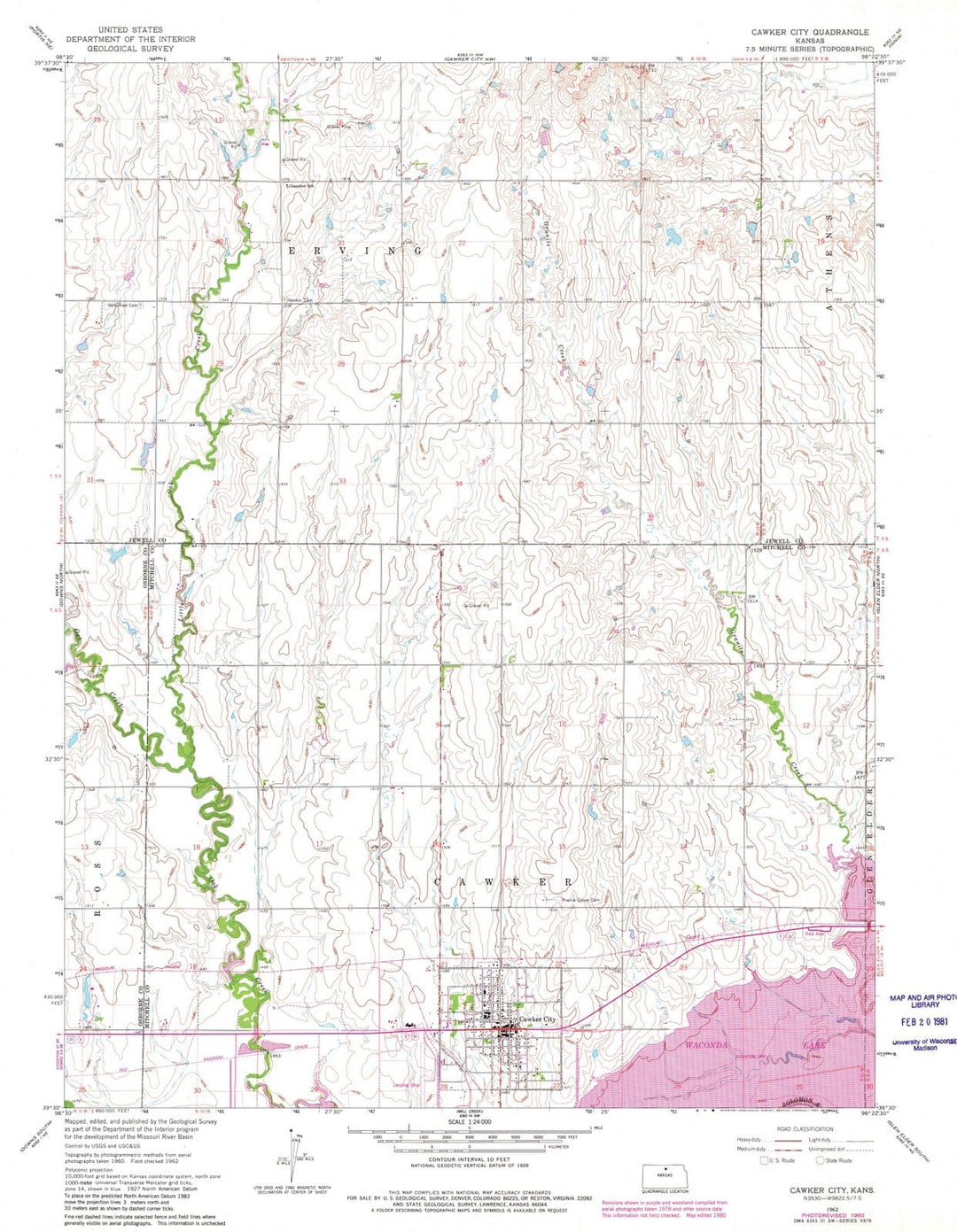 1962 Cawker City, KS - Kansas - USGS Topographic Map