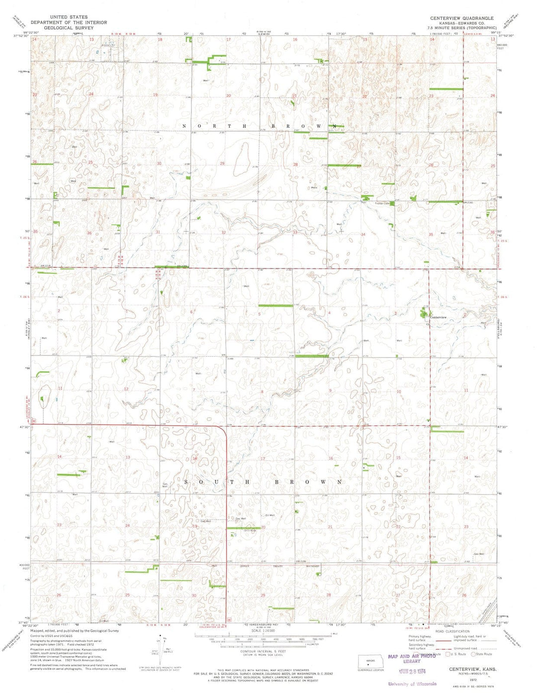 1972 Centerview, KS - Kansas - USGS Topographic Map