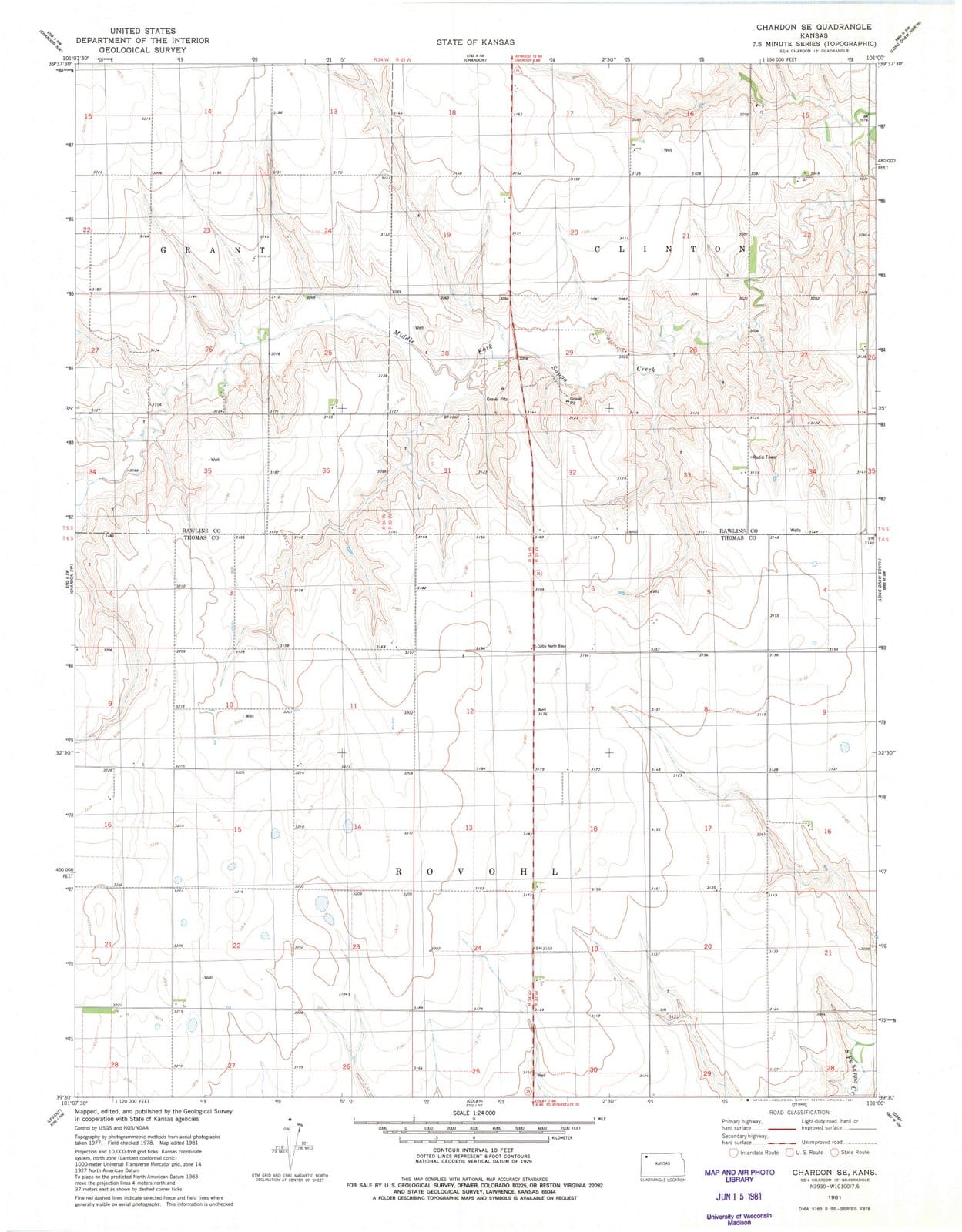 1981 Chardon, KS - Kansas - USGS Topographic Map v2