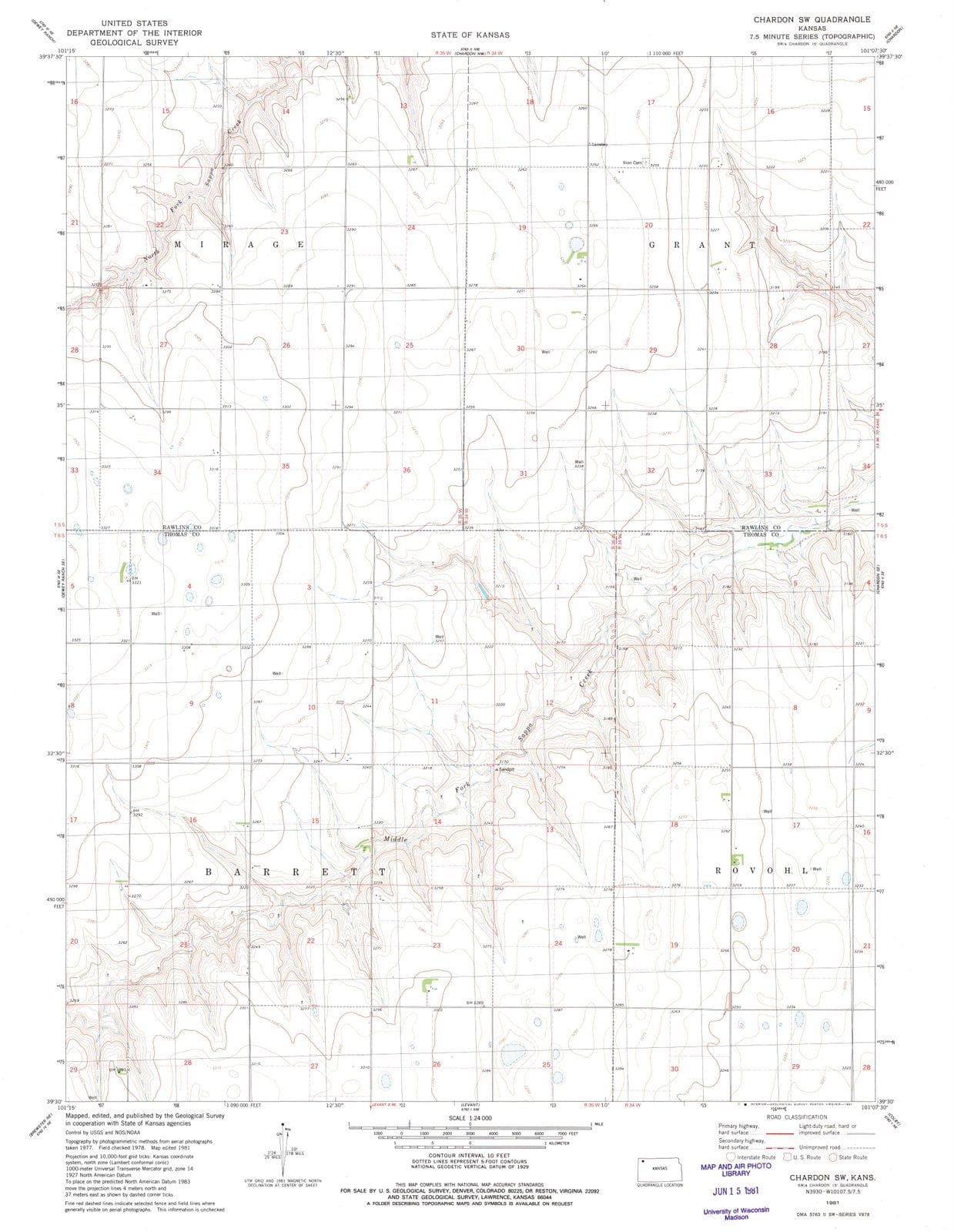 1981 Chardon, KS - Kansas - USGS Topographic Map v3