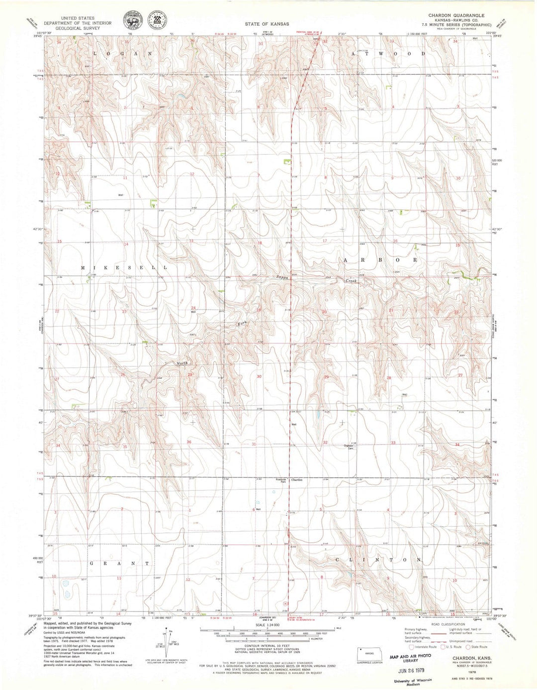 1978 Chardon, KS - Kansas - USGS Topographic Map