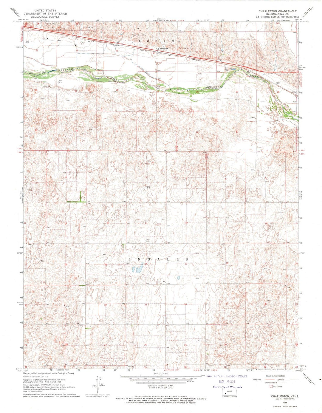 1968 Charleston, KS - Kansas - USGS Topographic Map