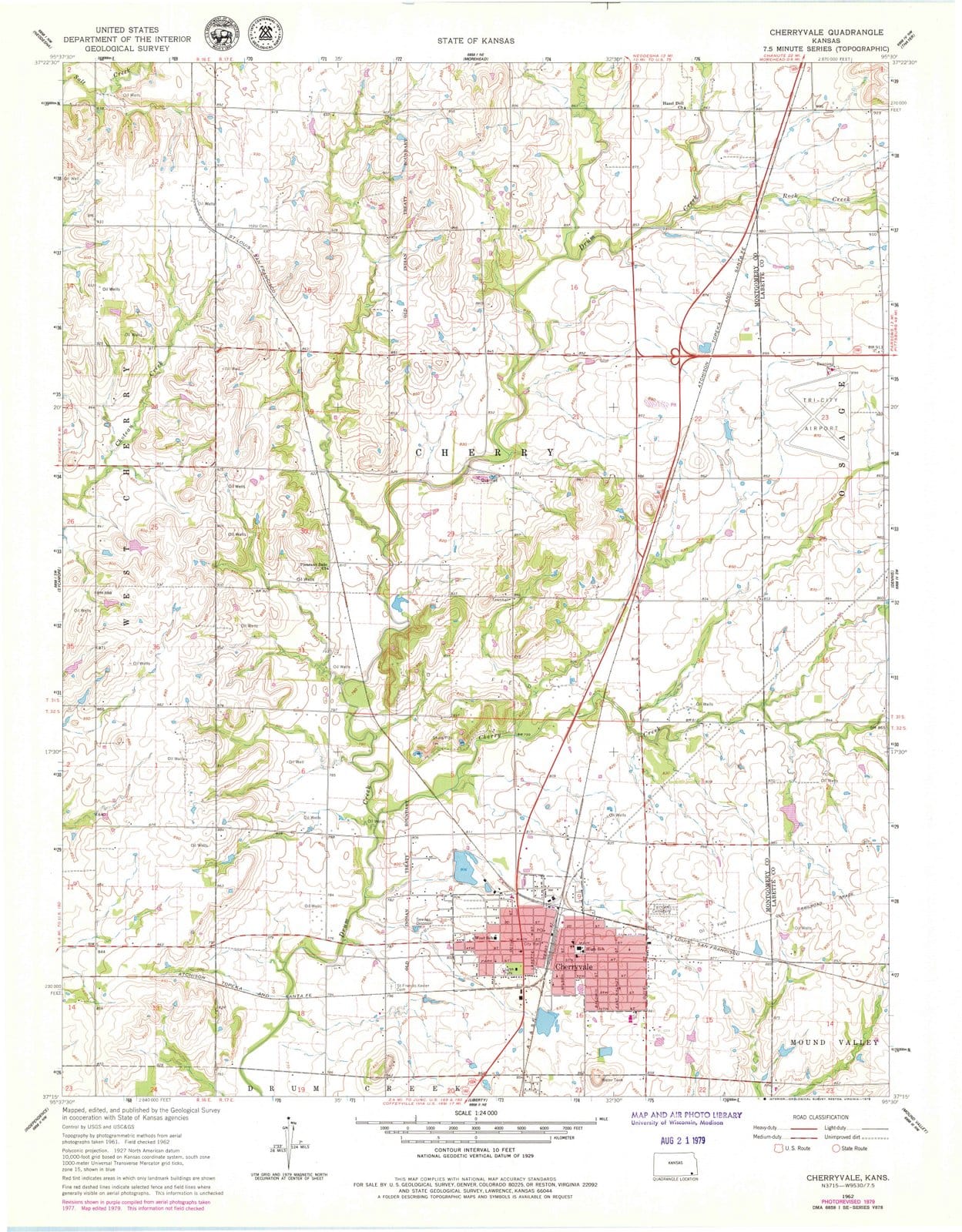 1962 Cherryvale, KS - Kansas - USGS Topographic Map