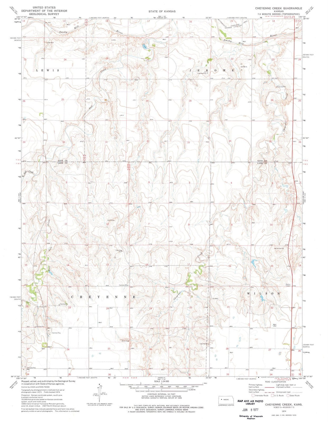 1974 Cheyenne Creek, KS - Kansas - USGS Topographic Map