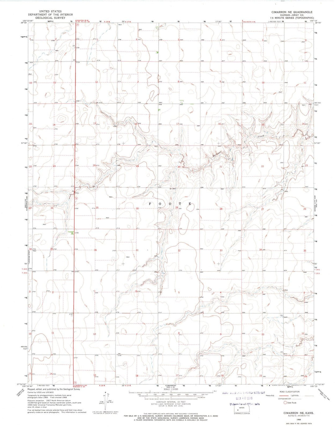 1968 Cimarron, KS - Kansas - USGS Topographic Map