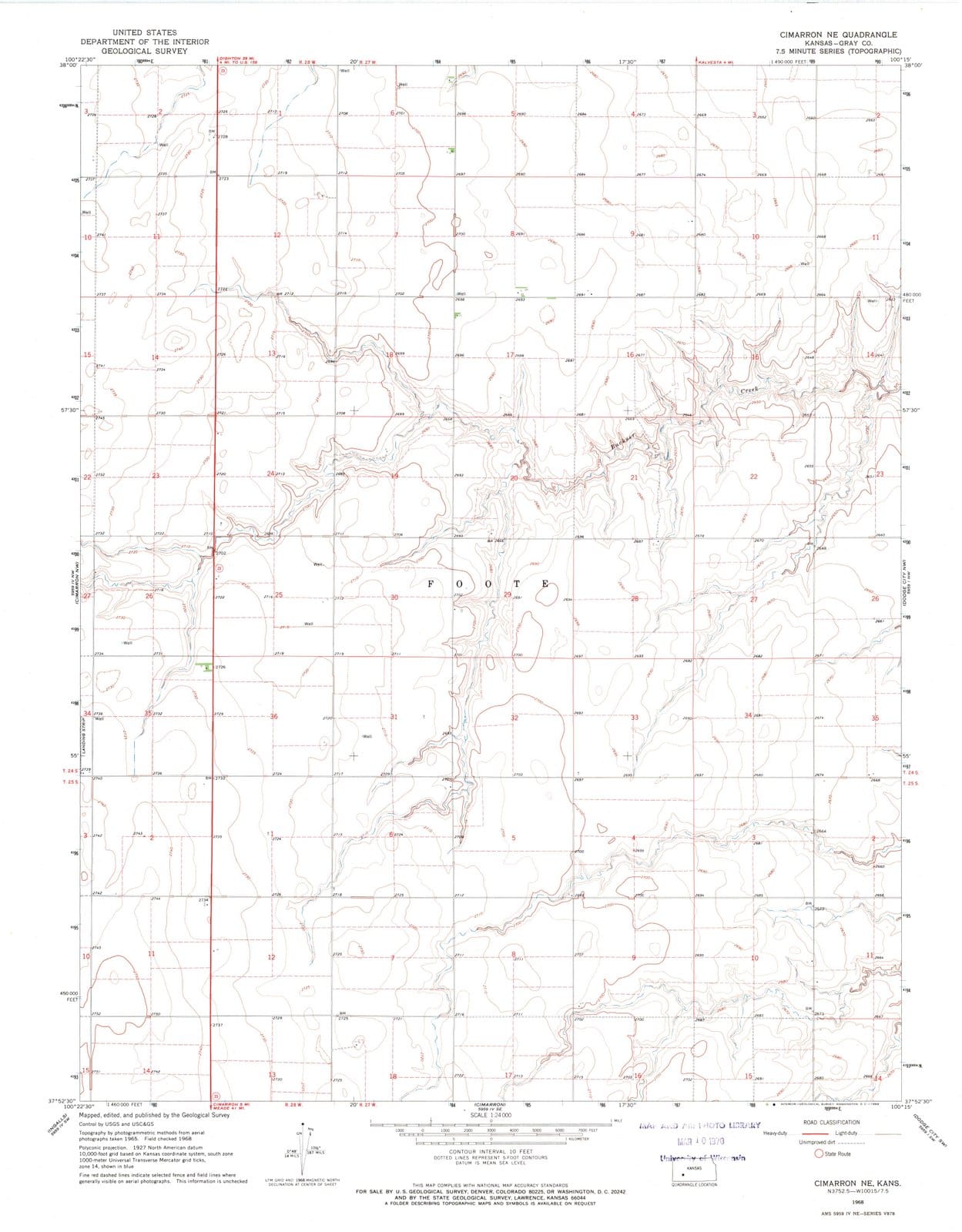 1968 Cimarron, KS - Kansas - USGS Topographic Map