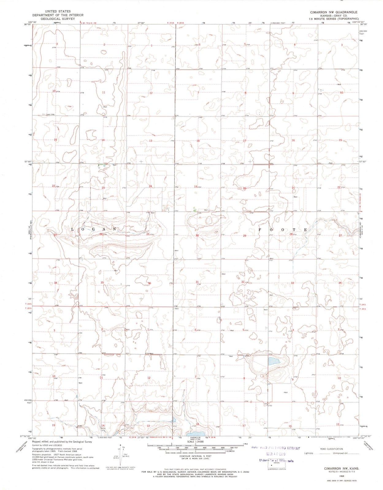 1968 Cimarron, KS - Kansas - USGS Topographic Map v2