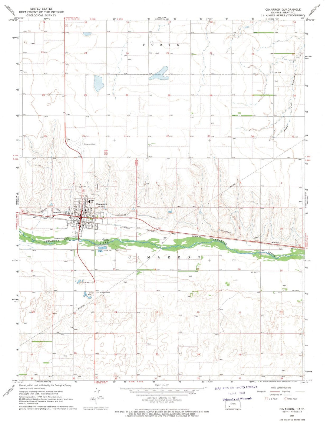 1968 Cimarron, KS - Kansas - USGS Topographic Map v3