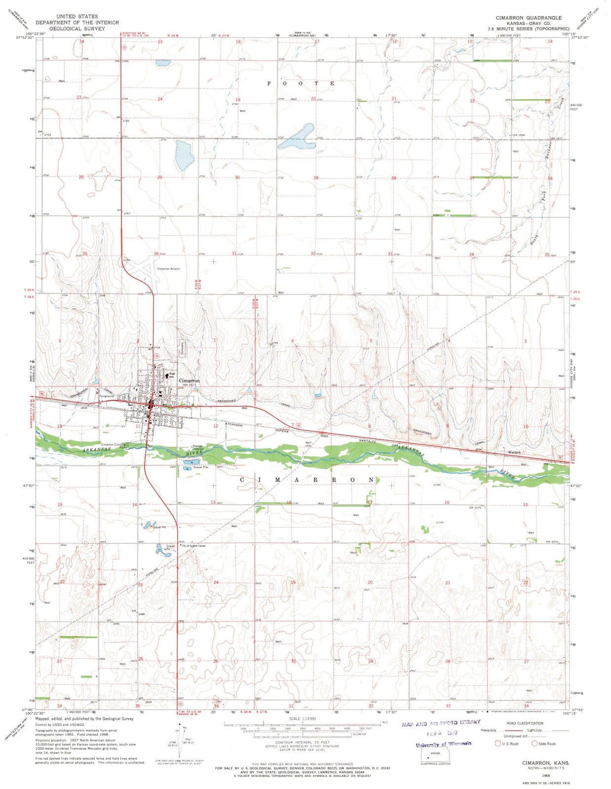 1968 Cimarron, KS - Kansas - USGS Topographic Map v3