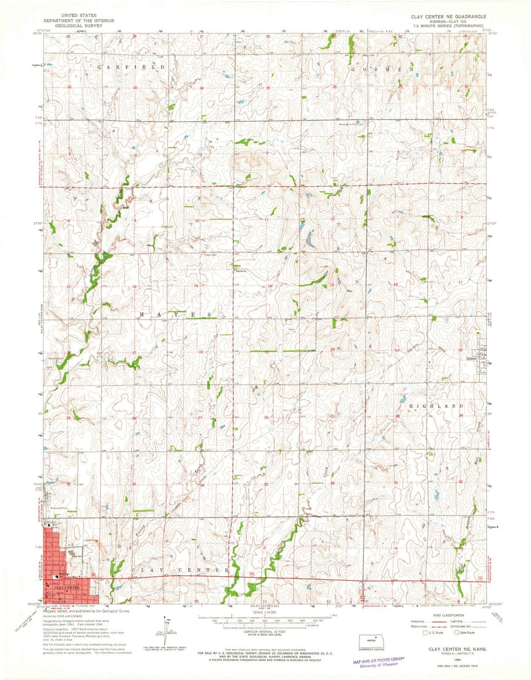 1964 Clay Center, KS - Kansas - USGS Topographic Map